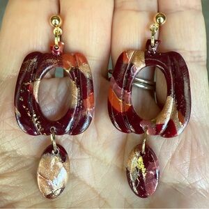 Handmade marble pumpkin earrings